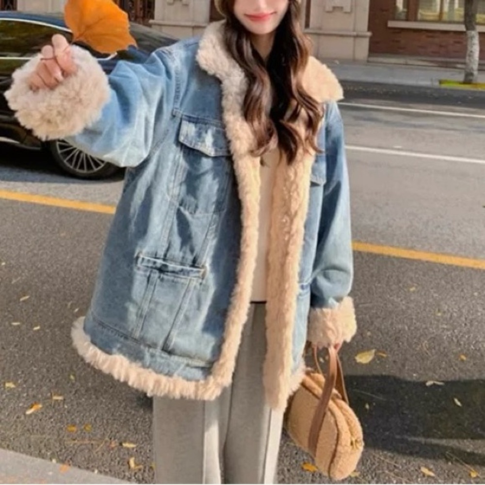Brand New Women's Denim Sherpa Jacket
